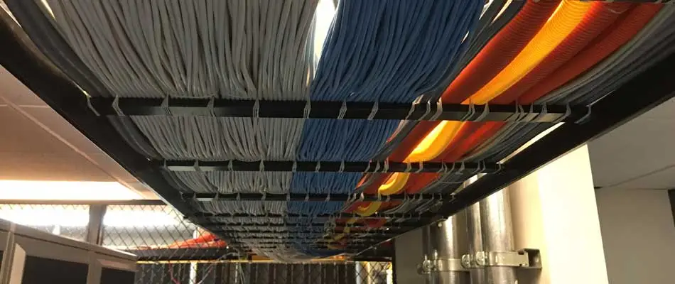 Network infrastructure wires coming into the data center at our %%targetrea1%%, FL location. 